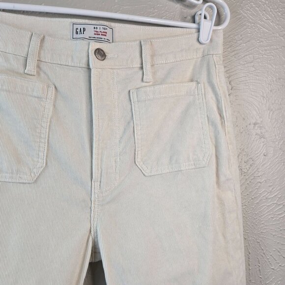 Gap '70s Flare Pants Womens Size 10 Cream White Corduroy High Rise Retro Ribbed - Picture 5 of 11